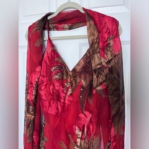 Sue Wong Nocturn Vintage Dress and Scarf